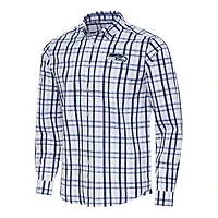 Men's Antigua College Navy/Gray Seattle Seahawks Tending Woven Tri-Blend Long Sleeve Button-Down Shirt