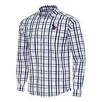 Men's Antigua Navy/Gray Houston Texans Tending Woven Tri-Blend Long Sleeve Button-Down Shirt