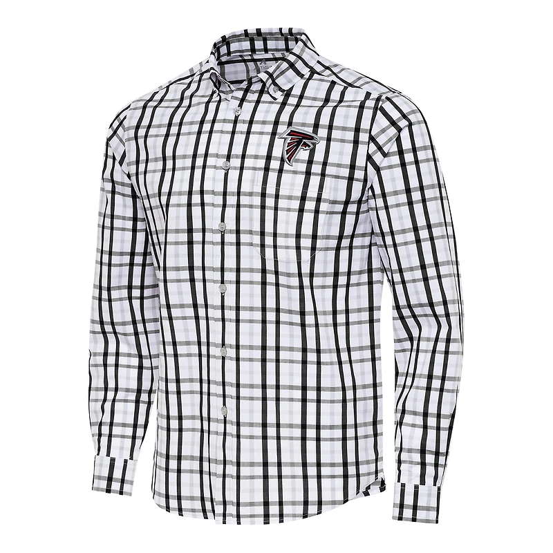 Men's Antigua /Gray Atlanta Falcons Tending Woven Tri-Blend Long Sleeve Button-Down Shirt
