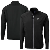 Men's Cutter & Buck Black Detroit Tigers Adapt Eco Knit Hybrid Recycled Full-Zip Jacket