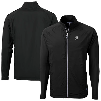 Men's Cutter & Buck Black Detroit Tigers Adapt Eco Knit Hybrid Recycled Full-Zip Jacket