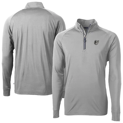 Men's Cutter & Buck Gray Baltimore Orioles Adapt Eco Raglan Quarter-Zip Top