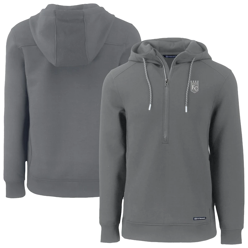 Men's Cutter & Buck Gray Kansas City Royals Roam Eco Recycled Half-Zip Pullover Hoodie