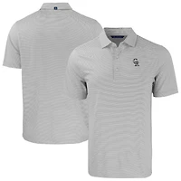 Men's Cutter & Buck Gray/White Colorado Rockies Forge Eco Double Stripe Stretch Recycled Polo