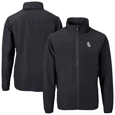 Men's Cutter & Buck Black Chicago White Sox Charter Eco Recycled Full-Zip Hoodie Jacket