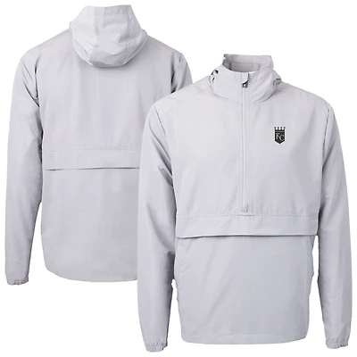 Men's Cutter & Buck Gray Kansas City Royals Charter Eco Recycled Anorak Half-Zip Hoodie Jacket