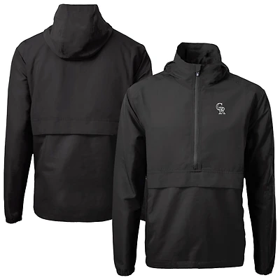 Men's Cutter & Buck Black Colorado Rockies Charter Eco Recycled Anorak Half-Zip Hoodie Jacket