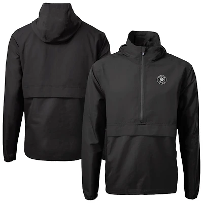 Men's Cutter & Buck Black Houston Astros Charter Eco Recycled Anorak Half-Zip Hoodie Jacket