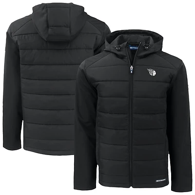 Men's Cutter & Buck Black Cleveland Guardians Evoke Hybrid Eco Softshell Recycled Full-Zip Jacket