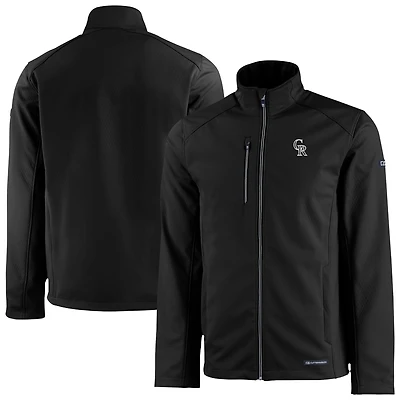 Men's Cutter & Buck Black Colorado Rockies Evoke Eco Softshell Recycled Full-Zip Jacket