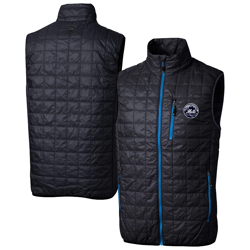 Men's Cutter & Buck Navy New York Mets Rainier PrimaLoft® Eco Insulated Full-Zip Puffer Vest