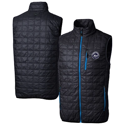 Men's Cutter & Buck Navy New York Mets Rainier PrimaLoft® Eco Insulated Full-Zip Puffer Vest