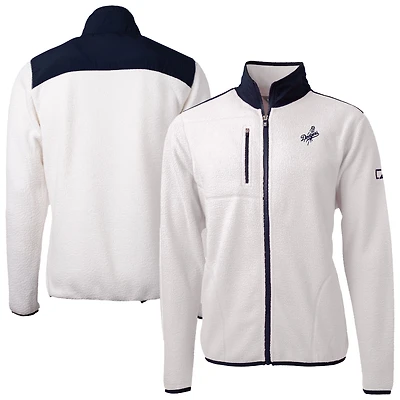 Men's Cutter & Buck White/Navy Los Angeles Dodgers Cascade Eco Sherpa Fleece Full-Zip Jacket