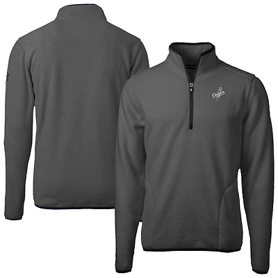 Men's Cutter & Buck Gray Los Angeles Dodgers Cascade Eco Fleece Quarter-Zip Jacket