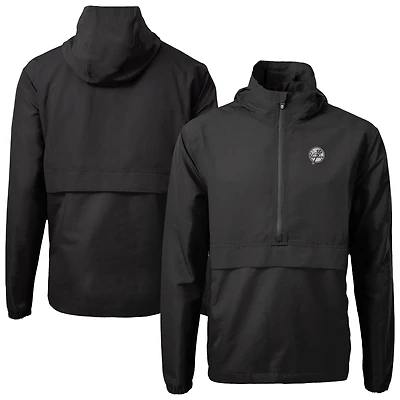 Men's Cutter & Buck Black New York Yankees Charter Eco Recycled Anorak Half-Zip Hoodie Jacket