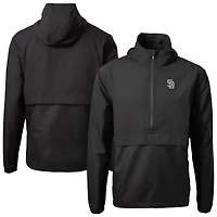Men's Cutter & Buck Black San Diego Padres Charter Eco Recycled Anorak Half-Zip Hoodie Jacket