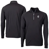 Men's Cutter & Buck Black Minnesota Twins Adapt Eco Raglan Quarter-Zip Jacket