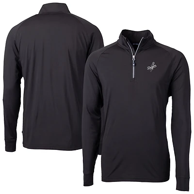 Men's Cutter & Buck Black Los Angeles Dodgers Adapt Eco Raglan Quarter-Zip Jacket