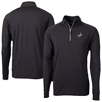 Men's Cutter & Buck Black Los Angeles Dodgers Adapt Eco Raglan Quarter-Zip Jacket