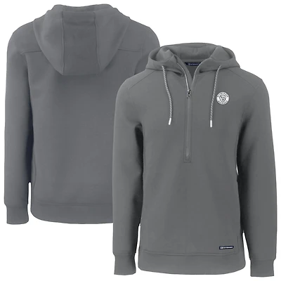 Men's Cutter & Buck Gray Milwaukee Brewers Roam Eco Recycled Tri-Blend Half-Zip Hoodie