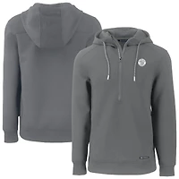 Men's Cutter & Buck Gray Milwaukee Brewers Roam Eco Recycled Tri-Blend Half-Zip Hoodie
