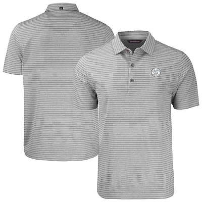 Men's Cutter & Buck Heather Gray Milwaukee Brewers Forge Eco Heather Stripe Stretch Recycled Polo