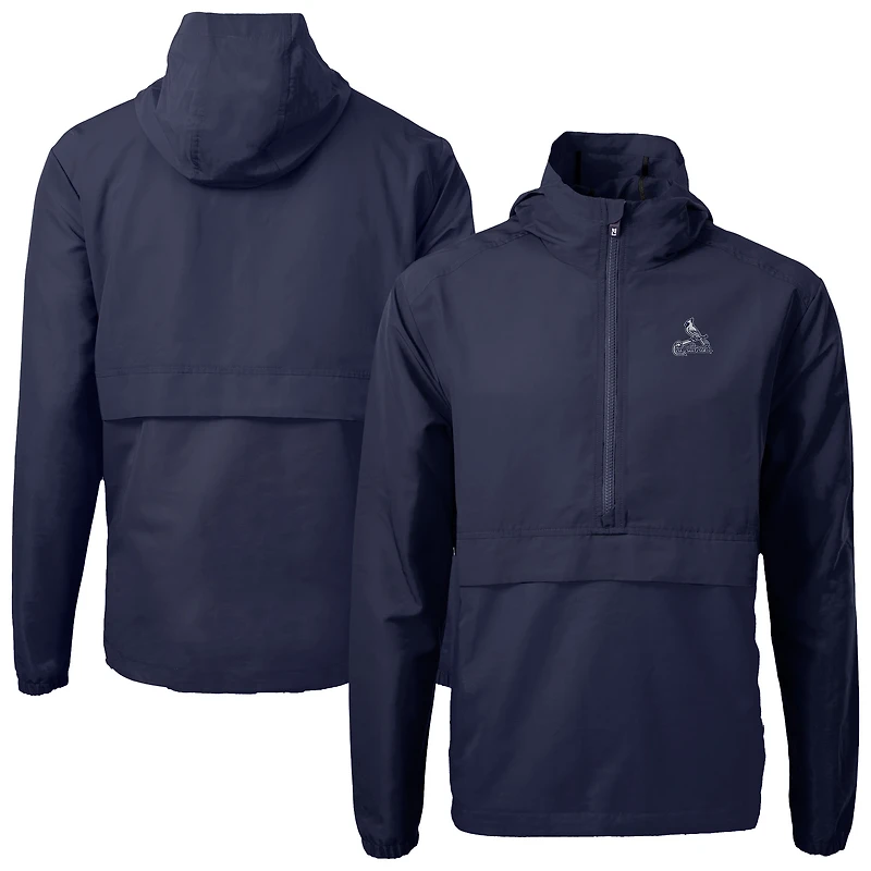 Men's Cutter & Buck Navy St. Louis Cardinals Charter Eco Recycled Anorak Half-Zip Hoodie Jacket