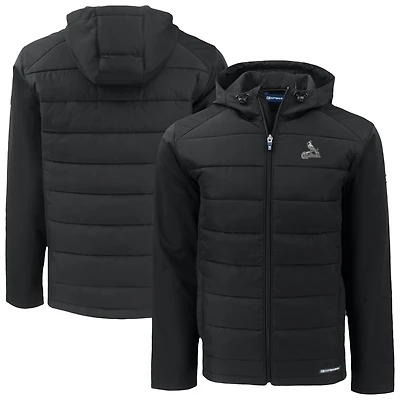 Men's Cutter & Buck Black St. Louis Cardinals Evoke Hybrid Eco Softshell Recycled Full-Zip Hoodie Jacket
