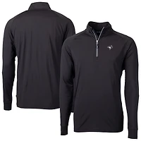 Men's Cutter & Buck Black Toronto Blue Jays Adapt Eco DryTec Raglan Quarter-Zip Jacket