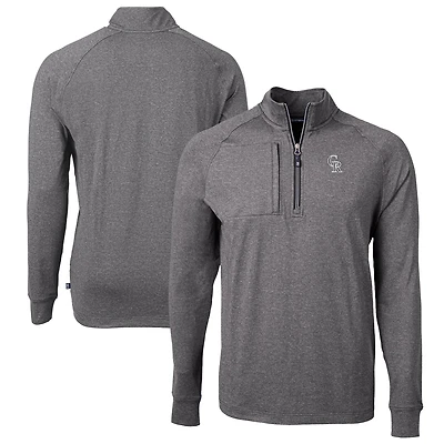 Men's Cutter & Buck Heather Black Colorado Rockies Big & Tall Adapt Eco Raglan Quarter-Zip Jacket