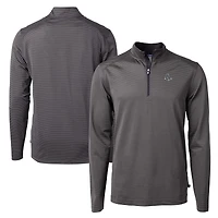 Men's Cutter & Buck Black/Gray Boston Red Sox Big & Tall Virtue Eco Pique Micro Stripe Quarter-Zip Jacket