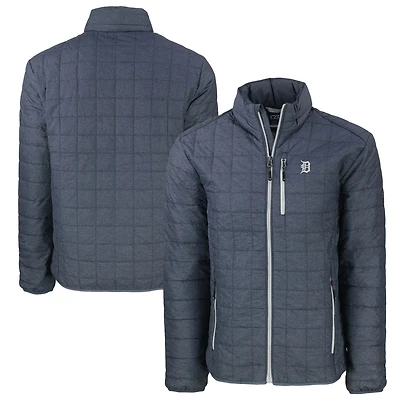 Men's Cutter & Buck Anthracite Detroit Tigers Big & Tall Rainier PrimaLoft® Eco Insulated Full-Zip Hoodie Puffer Jacket