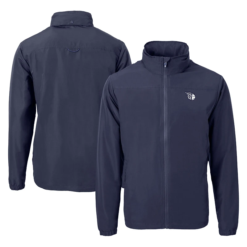Men's Cutter & Buck Navy Cleveland Guardians Big & Tall Charter Eco Knit Recycled Full-Zip Jacket