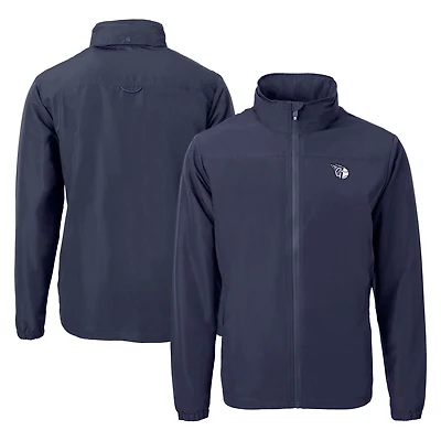 Men's Cutter & Buck Navy Cleveland Guardians Big & Tall Charter Eco Knit Recycled Full-Zip Jacket