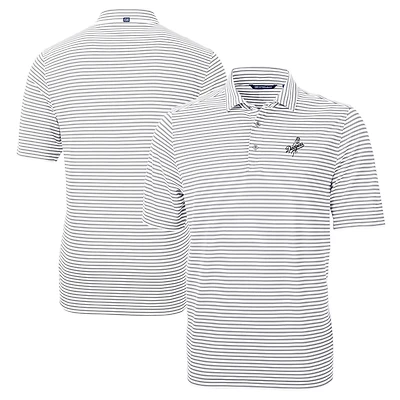 Men's Cutter & Buck Gray Los Angeles Dodgers Big & Tall Virtue Eco Pique Stripe Recycled Polo