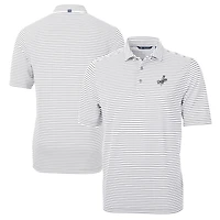 Men's Cutter & Buck Gray Los Angeles Dodgers Big & Tall Virtue Eco Pique Stripe Recycled Polo