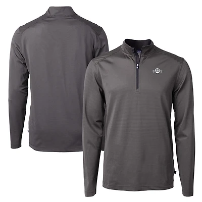 Men's Cutter & Buck Black San Francisco Giants Big & Tall Virtue Eco Pique Micro Stripe Quarter-Zip Jacket