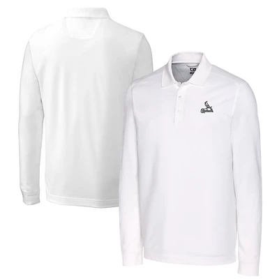 Men's Cutter & Buck White St. Louis Cardinals Big & Tall Advantage Eco Pique DryTec Tri-Blend Long Sleeve Polo
