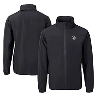 Men's Cutter & Buck Black San Diego Padres Big & Tall Charter Eco Knit Recycled Full-Zip Jacket