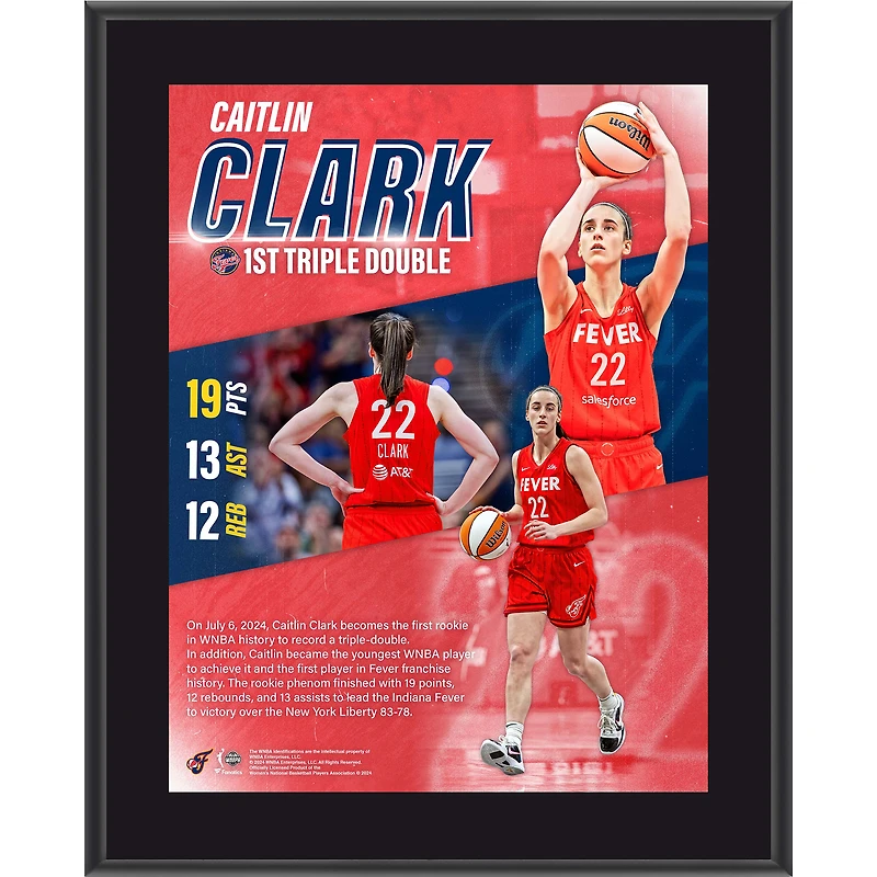 Caitlin Clark Indiana Fever 10.5" x 13" Record-Setting 1st Triple-Double Sublimated Plaque