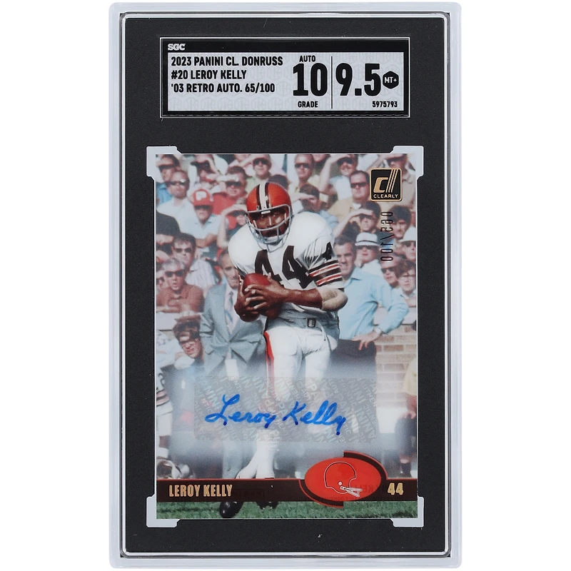 Leroy Kelly Cleveland Browns Autographed 2023 Panini Clearly Donruss '03 Retro #20 #65/100 SGC Authenticated 9.5/10 Card