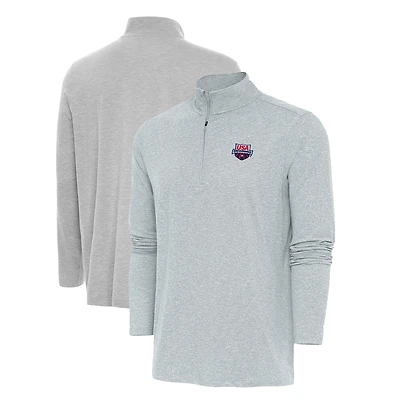 Men's Antigua  Heather Gray USA Swimming Hunk Quarter-Zip Top