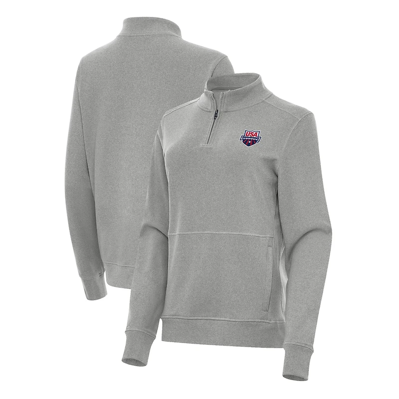 Women's Antigua Heather USA Swimming Crush Quarter-Zip Jacket