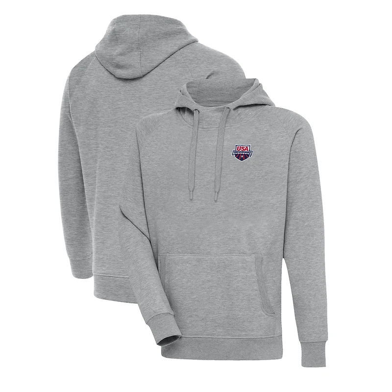 Men's Antigua Heather Gray USA Swimming Big & Tall Victory Pullover Hoodie