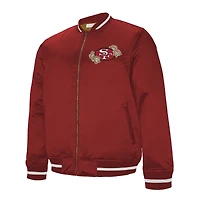 Men's Mitchell & Ness Scarlet San Francisco 49ers AAPI Apex Collection Heavyweight Satin Full-Snap Jacket