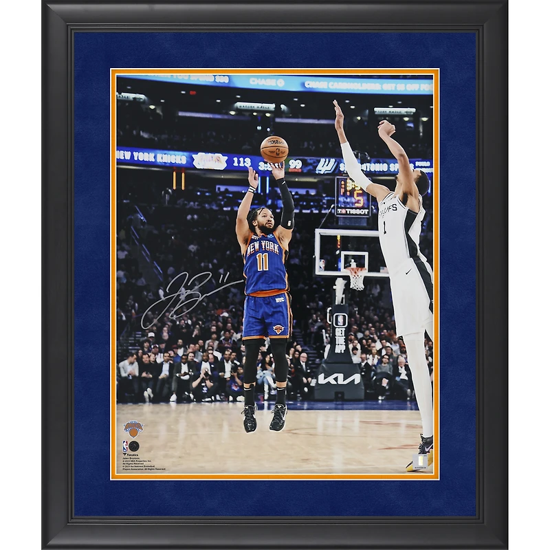 Jalen Brunson vs. Victor Wembanyama Autographed Framed 16" x 20" Shooting Photograph - Suede Upgrade