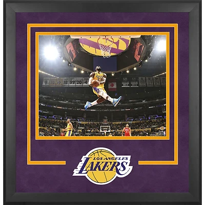LeBron James Los Angeles Lakers Unsigned Deluxe Framed 16" x 20" Dunk Against Houston Rockets Photograph