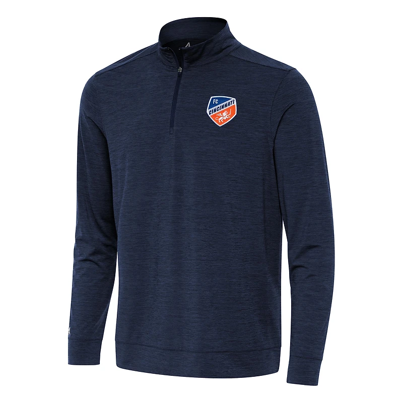 Men's Antigua Heather Navy FC Cincinnati Bright Quarter-Zip Top