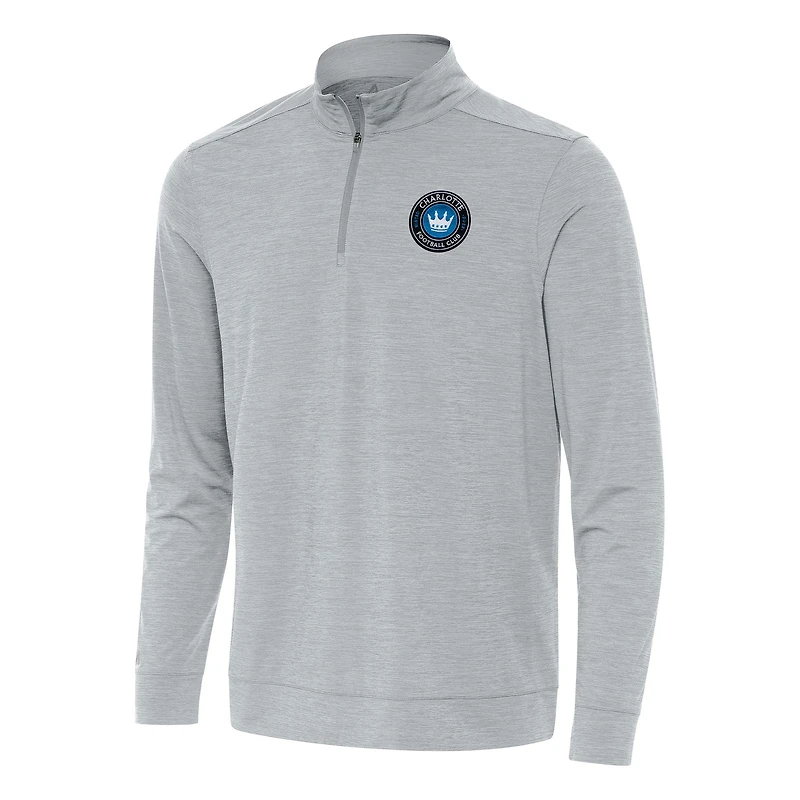 Men's Antigua Heather Gray Charlotte FC Bright Quarter-Zip Top