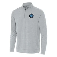 Men's Antigua Heather Gray Charlotte FC Bright Quarter-Zip Top